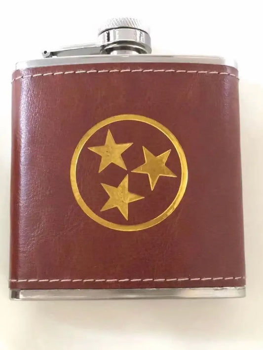 Leather Tri-Star Flask
